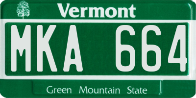 VT license plate MKA664
