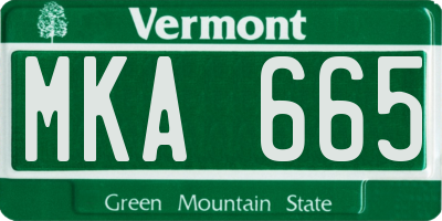 VT license plate MKA665