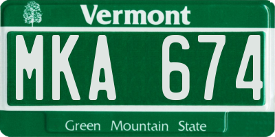 VT license plate MKA674