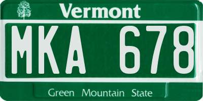 VT license plate MKA678