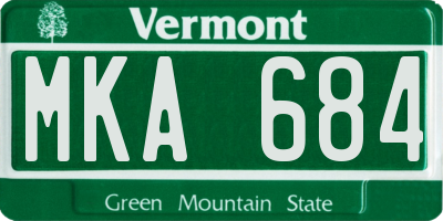 VT license plate MKA684