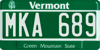 VT license plate MKA689