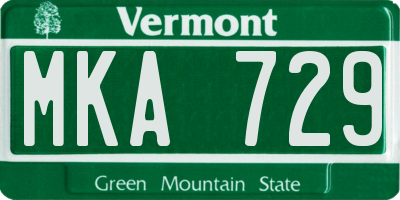 VT license plate MKA729
