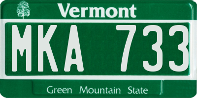 VT license plate MKA733