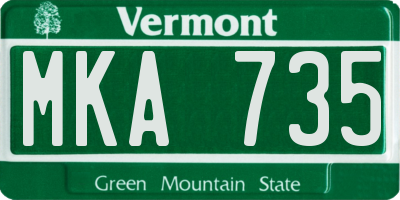 VT license plate MKA735
