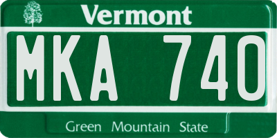 VT license plate MKA740