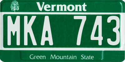 VT license plate MKA743