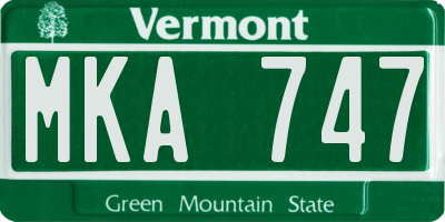 VT license plate MKA747