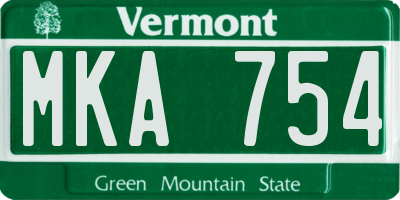 VT license plate MKA754