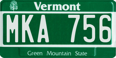 VT license plate MKA756