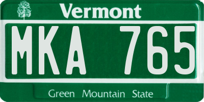 VT license plate MKA765