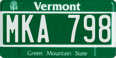 VT license plate MKA798