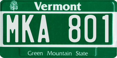 VT license plate MKA801