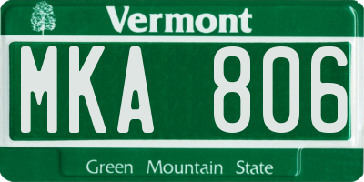 VT license plate MKA806
