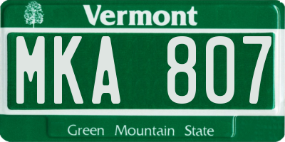 VT license plate MKA807