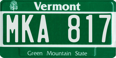 VT license plate MKA817