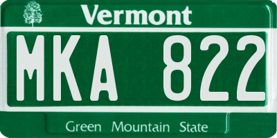 VT license plate MKA822