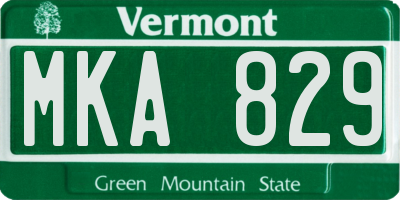 VT license plate MKA829