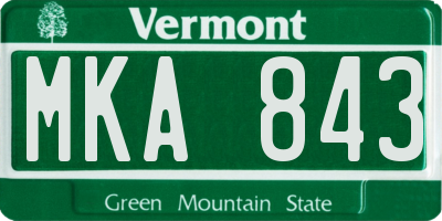 VT license plate MKA843