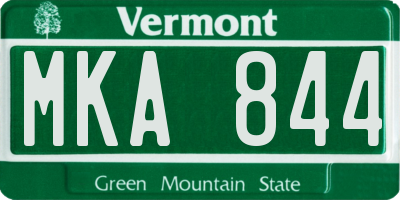 VT license plate MKA844