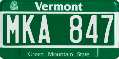 VT license plate MKA847