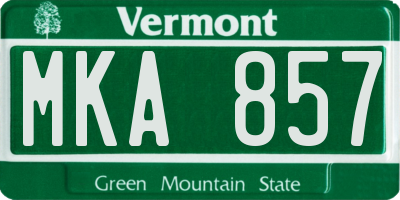 VT license plate MKA857