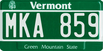 VT license plate MKA859