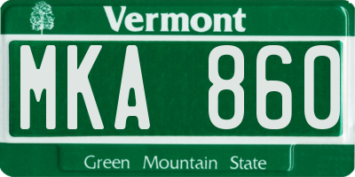 VT license plate MKA860