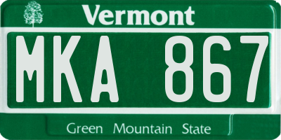VT license plate MKA867