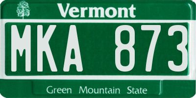 VT license plate MKA873