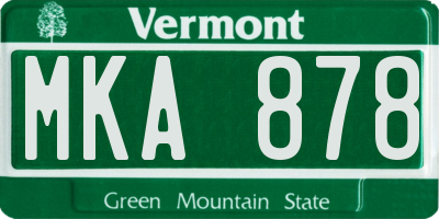 VT license plate MKA878
