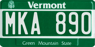 VT license plate MKA890
