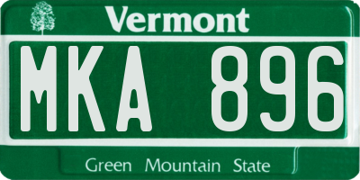 VT license plate MKA896