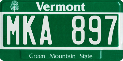 VT license plate MKA897
