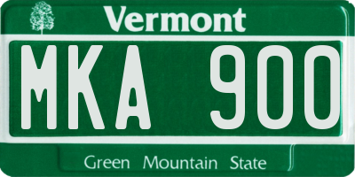 VT license plate MKA900