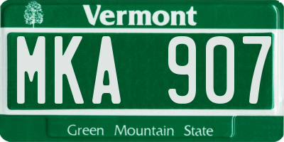 VT license plate MKA907