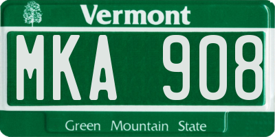VT license plate MKA908