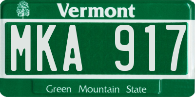 VT license plate MKA917