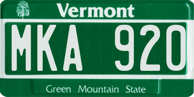 VT license plate MKA920