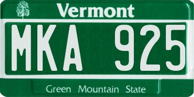 VT license plate MKA925