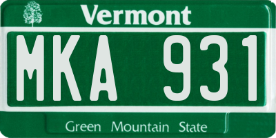 VT license plate MKA931