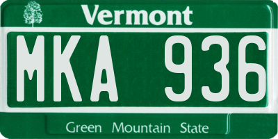 VT license plate MKA936
