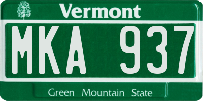 VT license plate MKA937