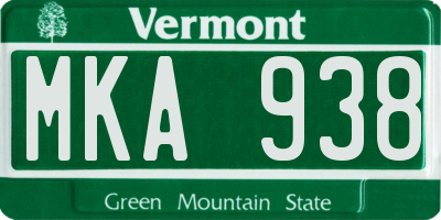 VT license plate MKA938