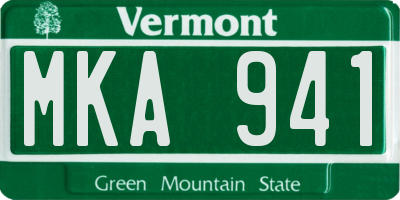 VT license plate MKA941