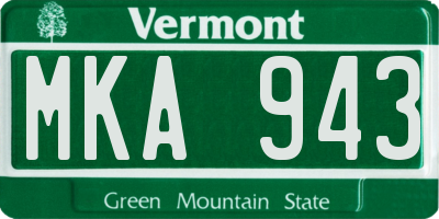 VT license plate MKA943