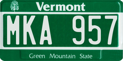 VT license plate MKA957