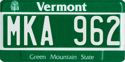 VT license plate MKA962