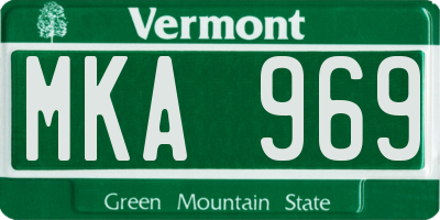 VT license plate MKA969