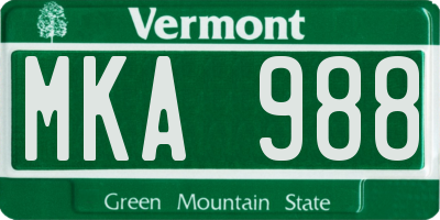 VT license plate MKA988